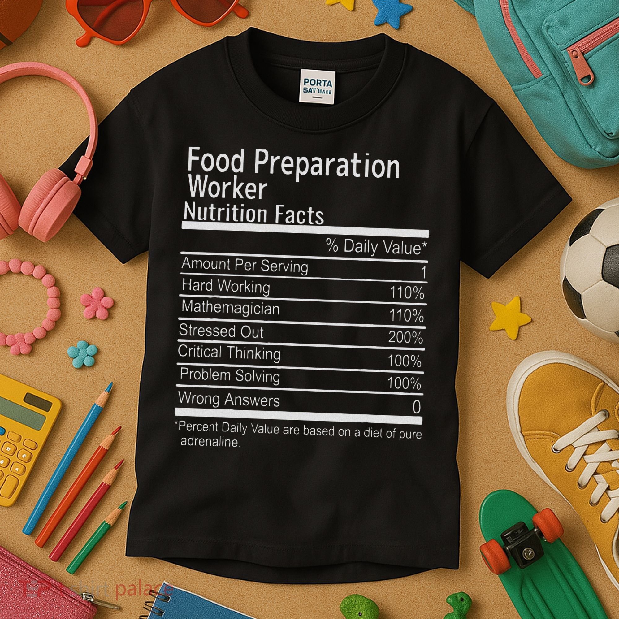 Food Preparation Worker Nutritional Facts Thanksgiving Xmas Kids T-Shirt