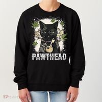 Funny Pawthead Weed Cat Smoking High Cannabis Cat 420 Stoner Women's Sweatshirt thumb 0