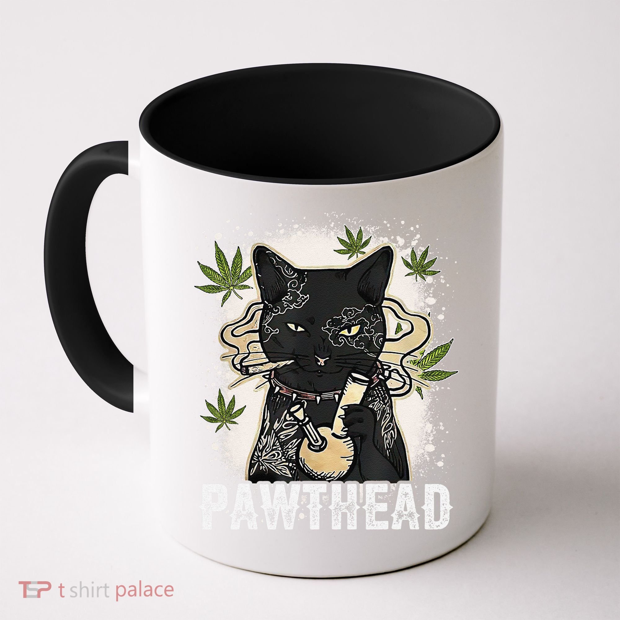 Funny Pawthead Weed Cat Smoking High Cannabis Cat 420 Stoner Coffee Mug