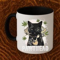 Funny Pawthead Weed Cat Smoking High Cannabis Cat 420 Stoner Coffee Mug thumb 2