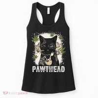 Funny Pawthead Weed Cat Smoking High Cannabis Cat 420 Stoner Women's Tank Top thumb 0