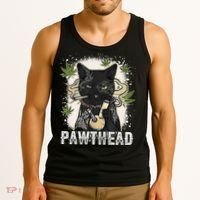 Funny Pawthead Weed Cat Smoking High Cannabis Cat 420 Stoner Tank Top thumb 3