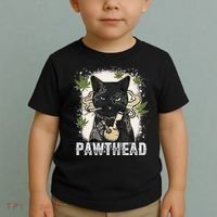 Funny Pawthead Weed Cat Smoking High Cannabis Cat 420 Stoner Toddler T-Shirt thumb 2