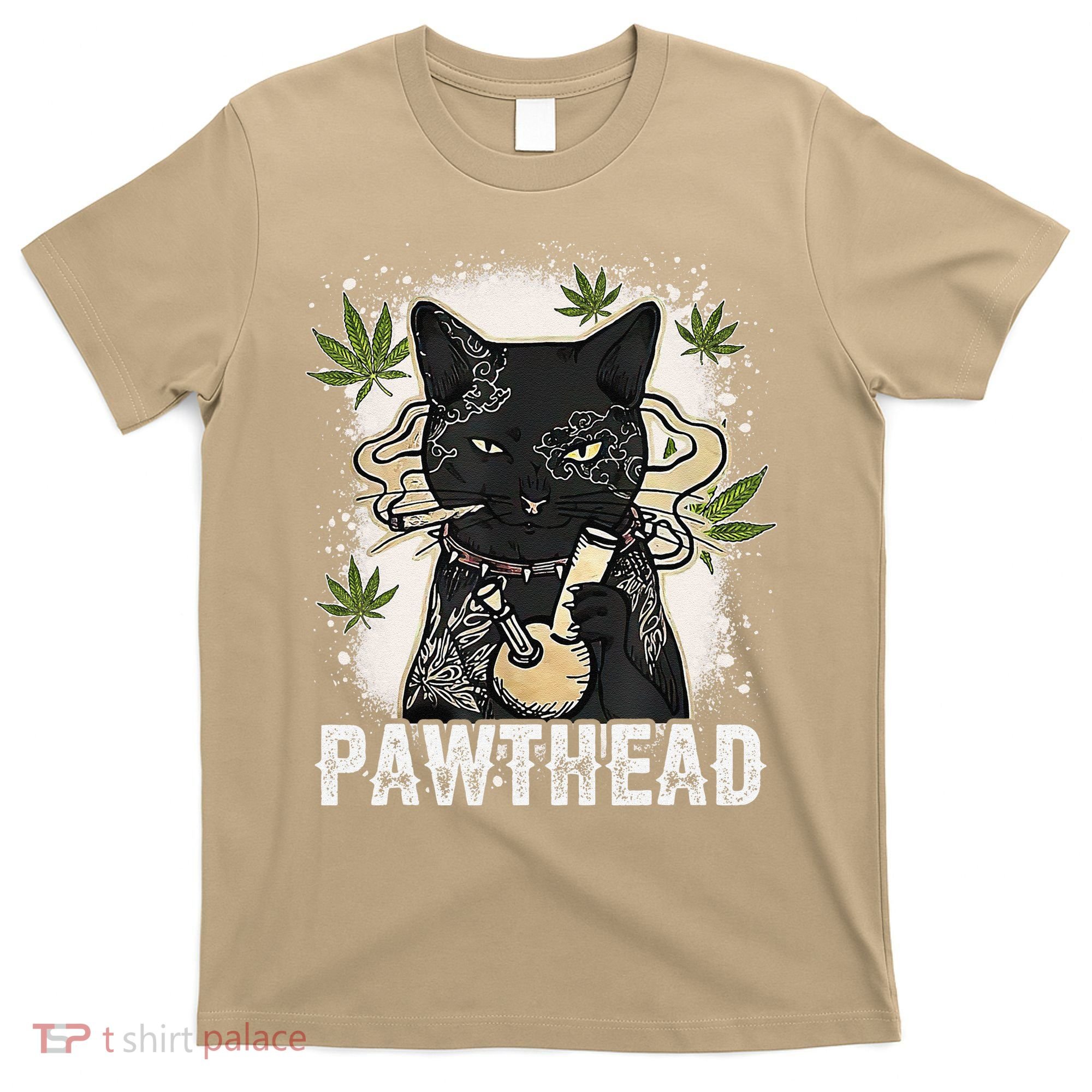 Funny Pawthead Weed Cat Smoking High Cannabis Cat 420 Stoner T-Shirt