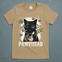 Funny Pawthead Weed Cat Smoking High Cannabis Cat 420 Stoner T-Shirt thumb 5