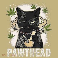Funny Pawthead Weed Cat Smoking High Cannabis Cat 420 Stoner T-Shirt thumb 7