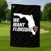 Florida Panther We Want Florida Golf Towel thumb 1