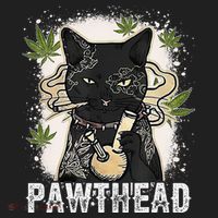 Funny Pawthead Weed Cat Smoking High Cannabis Cat 420 Stoner Beanie thumb 2