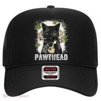Funny Pawthead Weed Cat Smoking High Cannabis Cat 420 Stoner Hat thumb 0