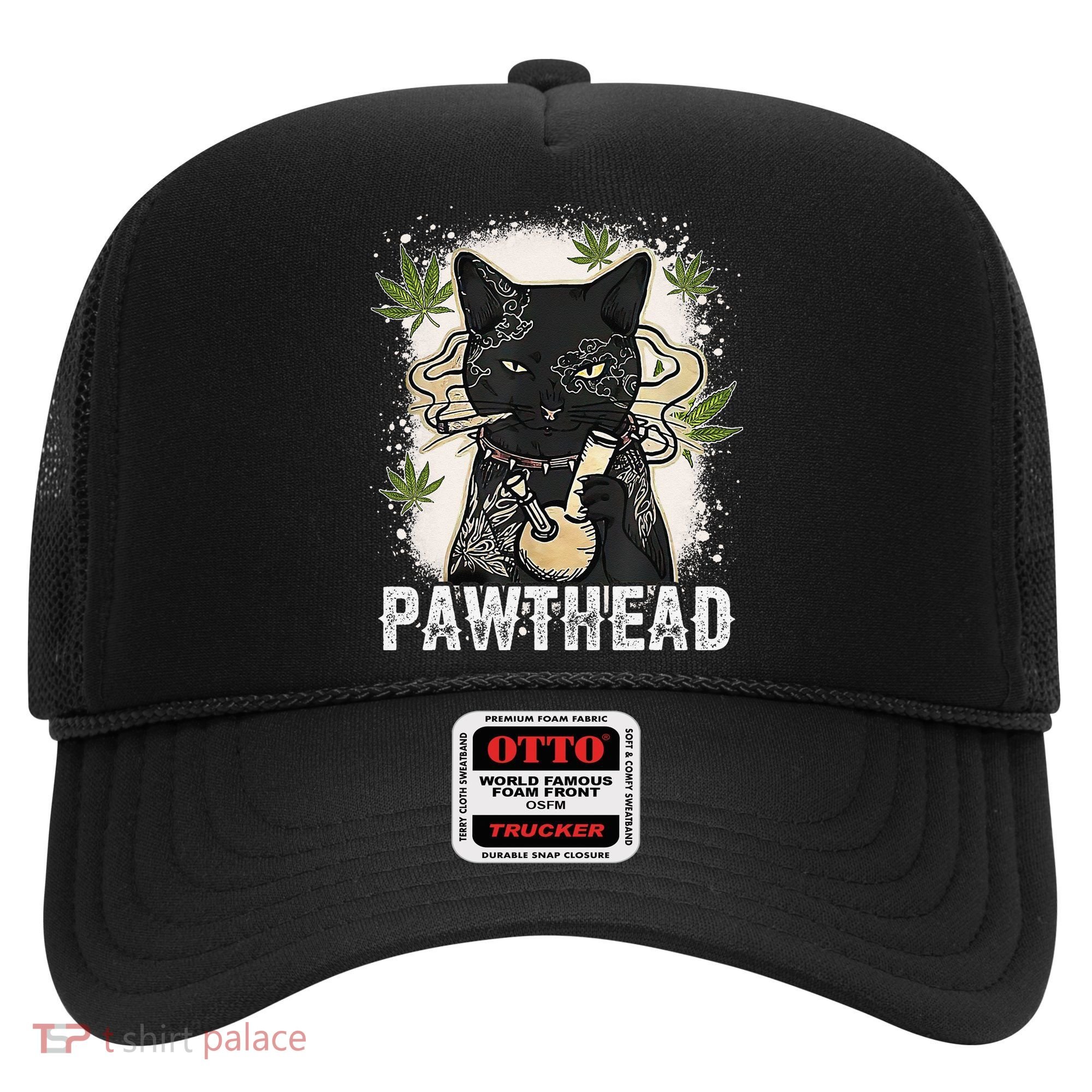Funny Pawthead Weed Cat Smoking High Cannabis Cat 420 Stoner Hat