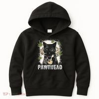 Funny Pawthead Weed Cat Smoking High Cannabis Cat 420 Stoner Kids Hoodie thumb 0