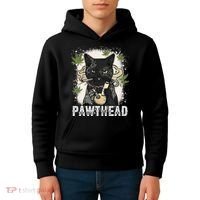 Funny Pawthead Weed Cat Smoking High Cannabis Cat 420 Stoner Kids Hoodie thumb 4