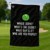 Funny Pickleball Whose Serve League Pickleball Team Golf Towel thumb 1