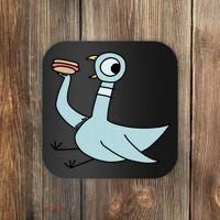 Funny Pigeon With A Hotdog Fan Art Coaster thumb 0