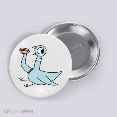 Funny Pigeon With A Hotdog Fan Art Button
