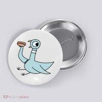 Funny Pigeon With A Hotdog Fan Art Button thumb 0