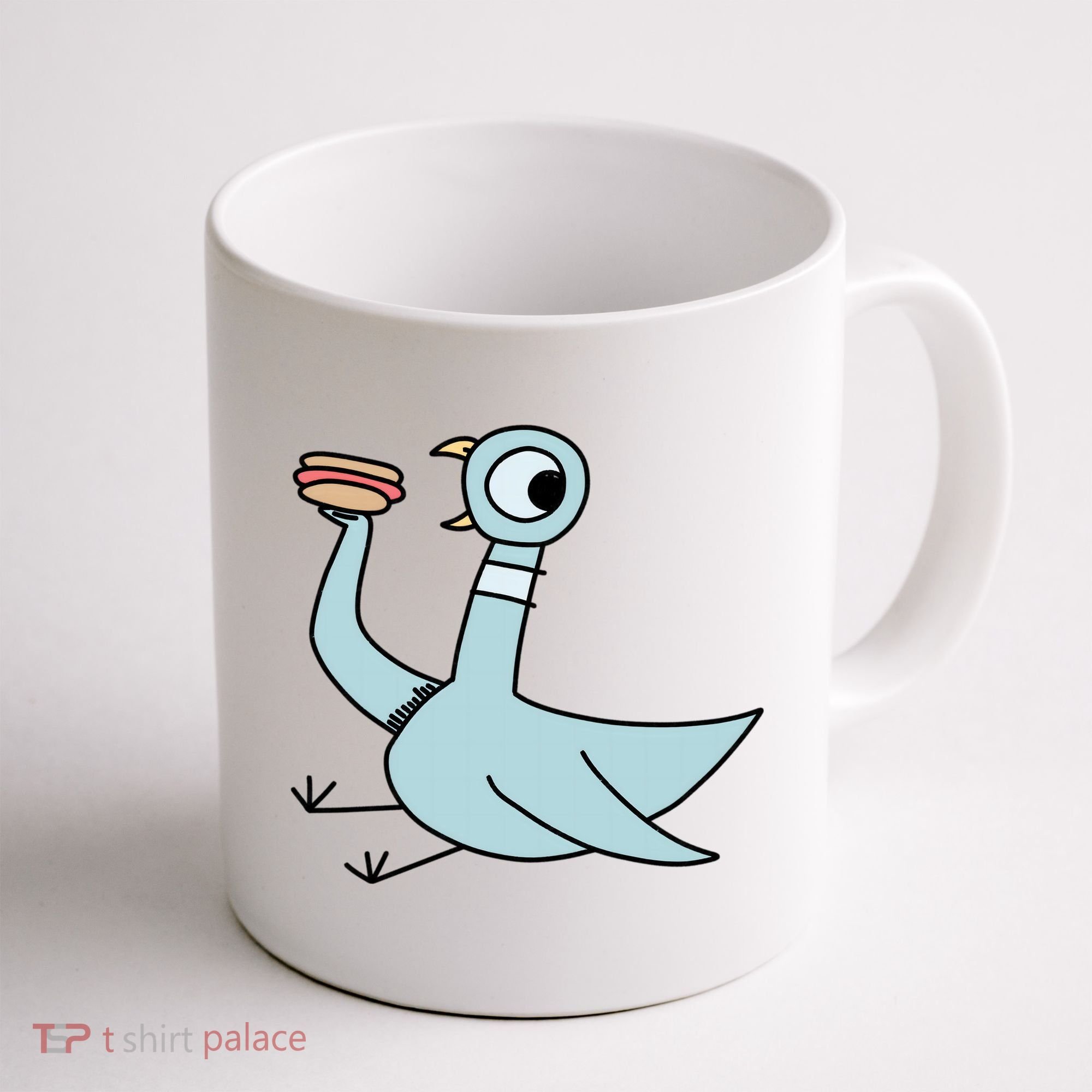 Funny Pigeon With A Hotdog Fan Art Coffee Mug
