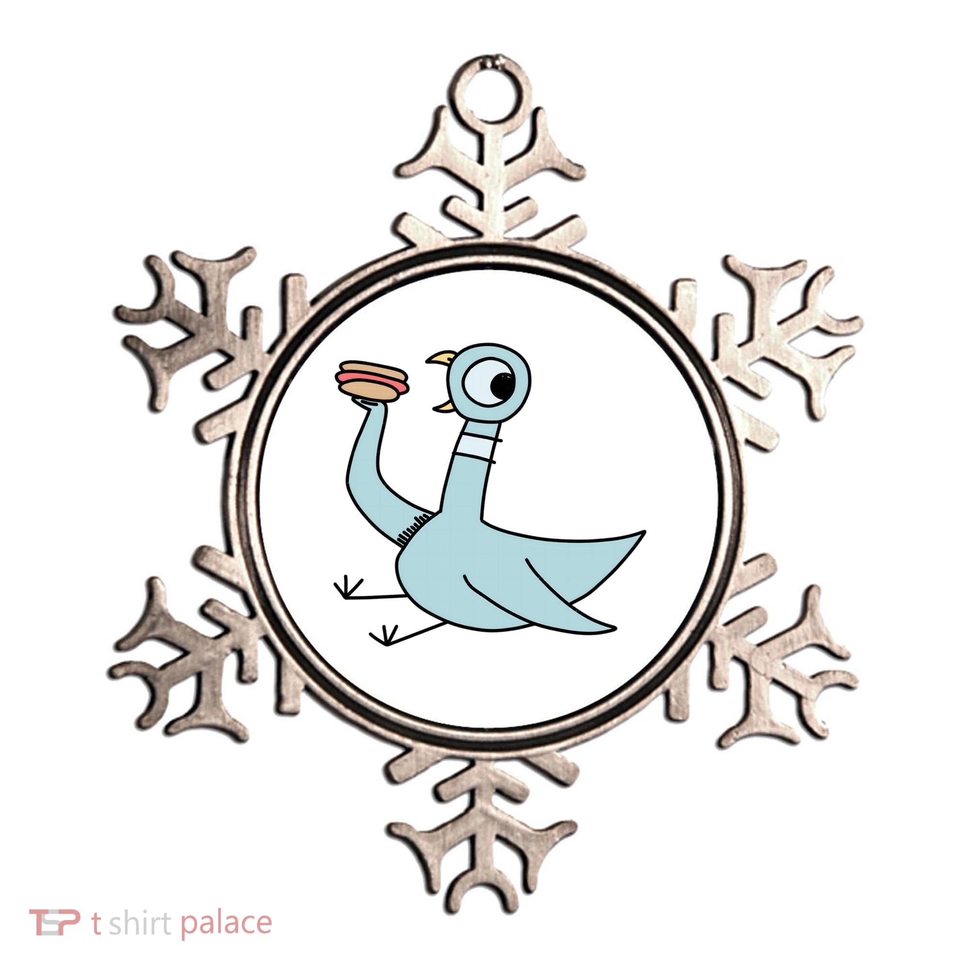 Funny Pigeon With A Hotdog Fan Art Ornament