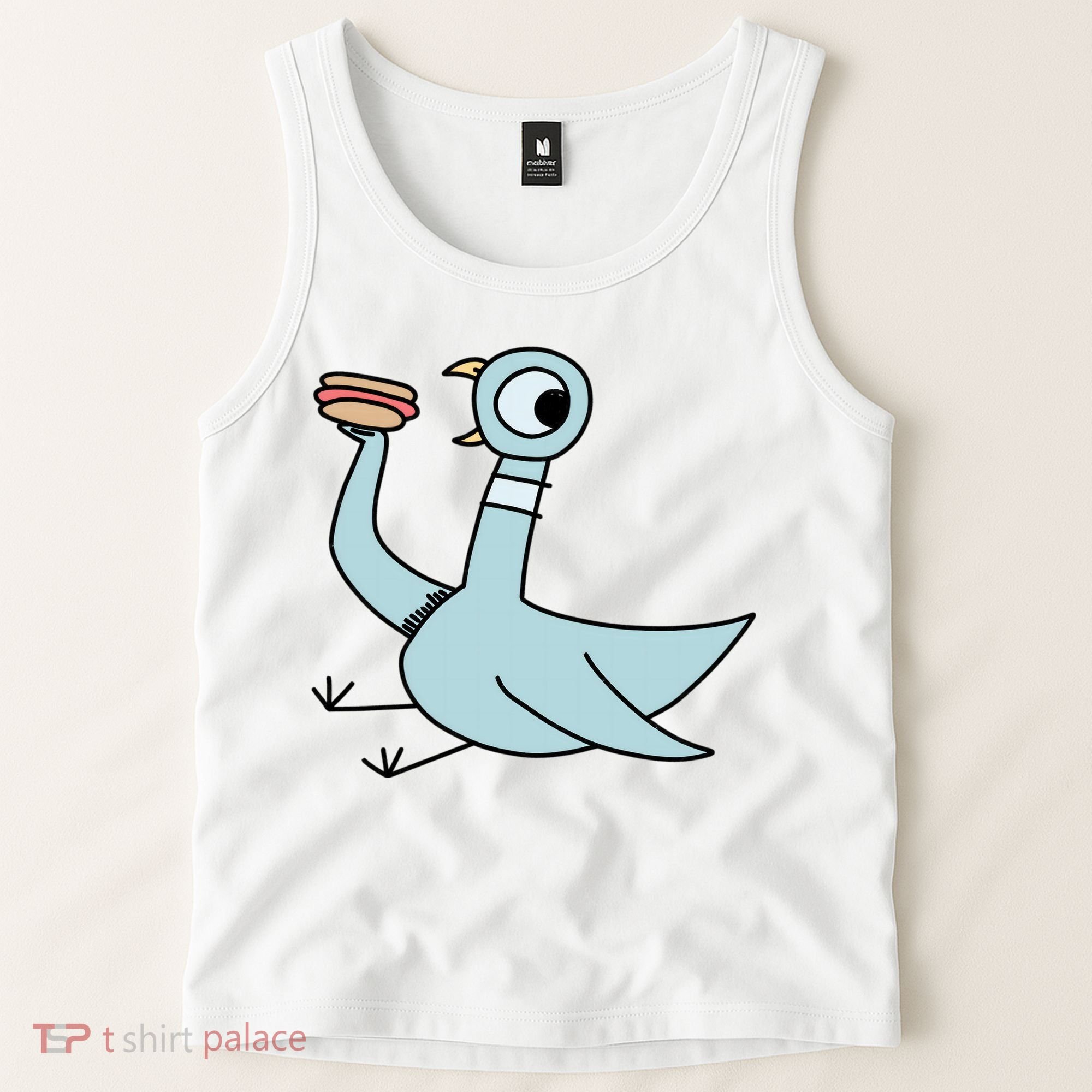 Funny Pigeon With A Hotdog Fan Art Tank Top
