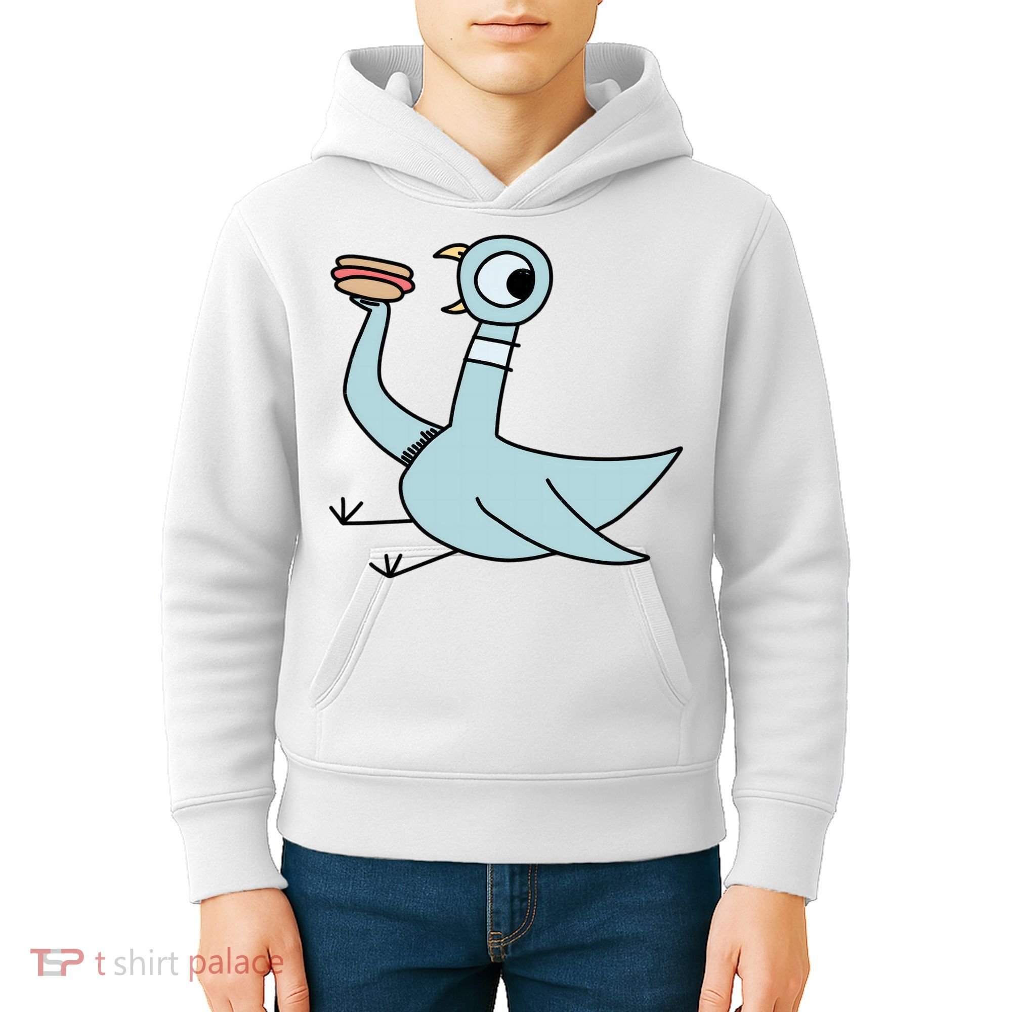Funny Pigeon With A Hotdog Fan Art Kids Hoodie