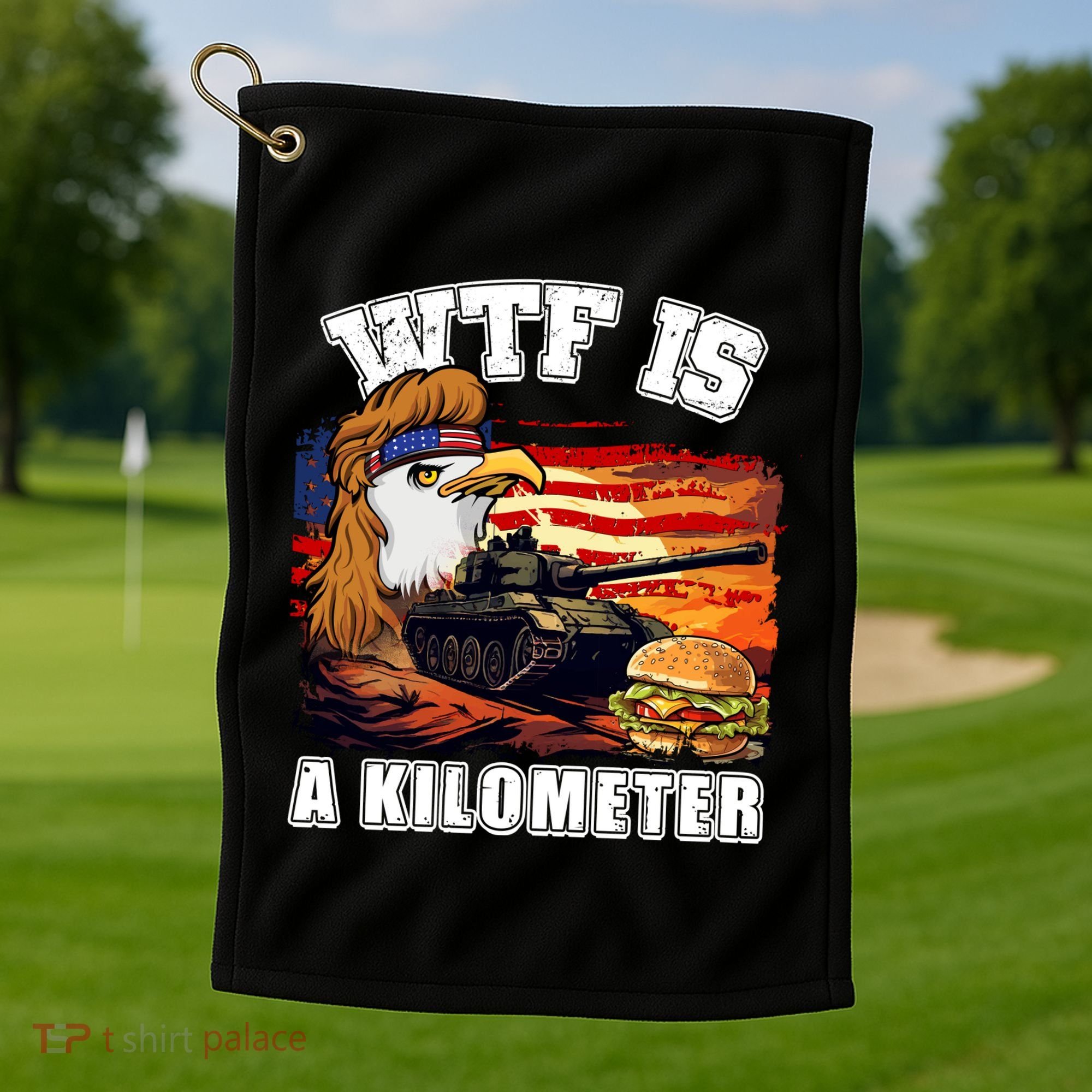 Funny Patriotic Wtf Is A Kilometer Golf Towel
