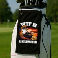 Funny Patriotic Wtf Is A Kilometer Golf Towel thumb 2