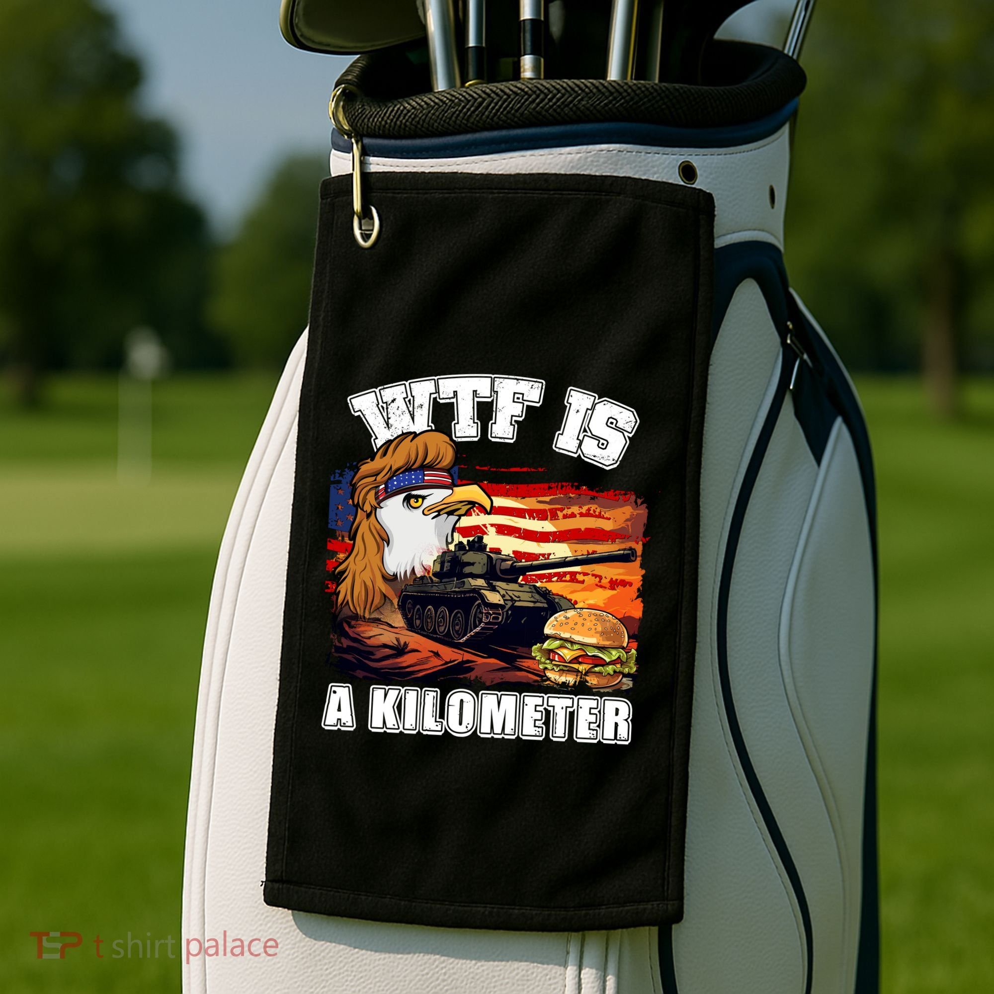Funny Patriotic Wtf Is A Kilometer Golf Towel