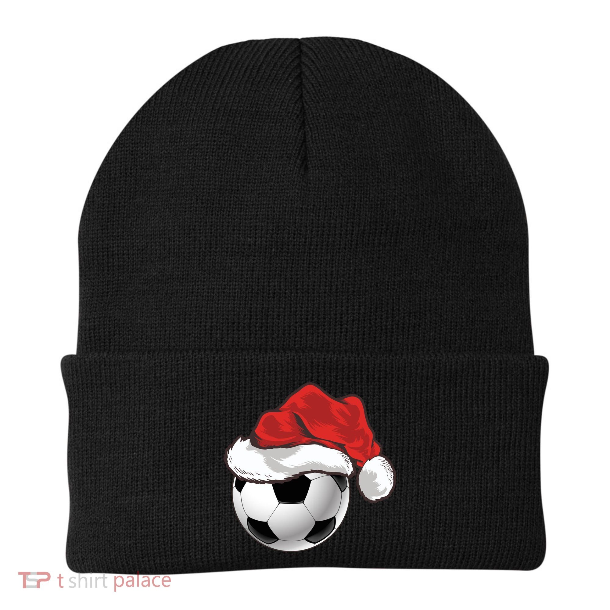 Football Player Xmas Gift Santa Hat Soccer Ball Christmas Gift Beanie