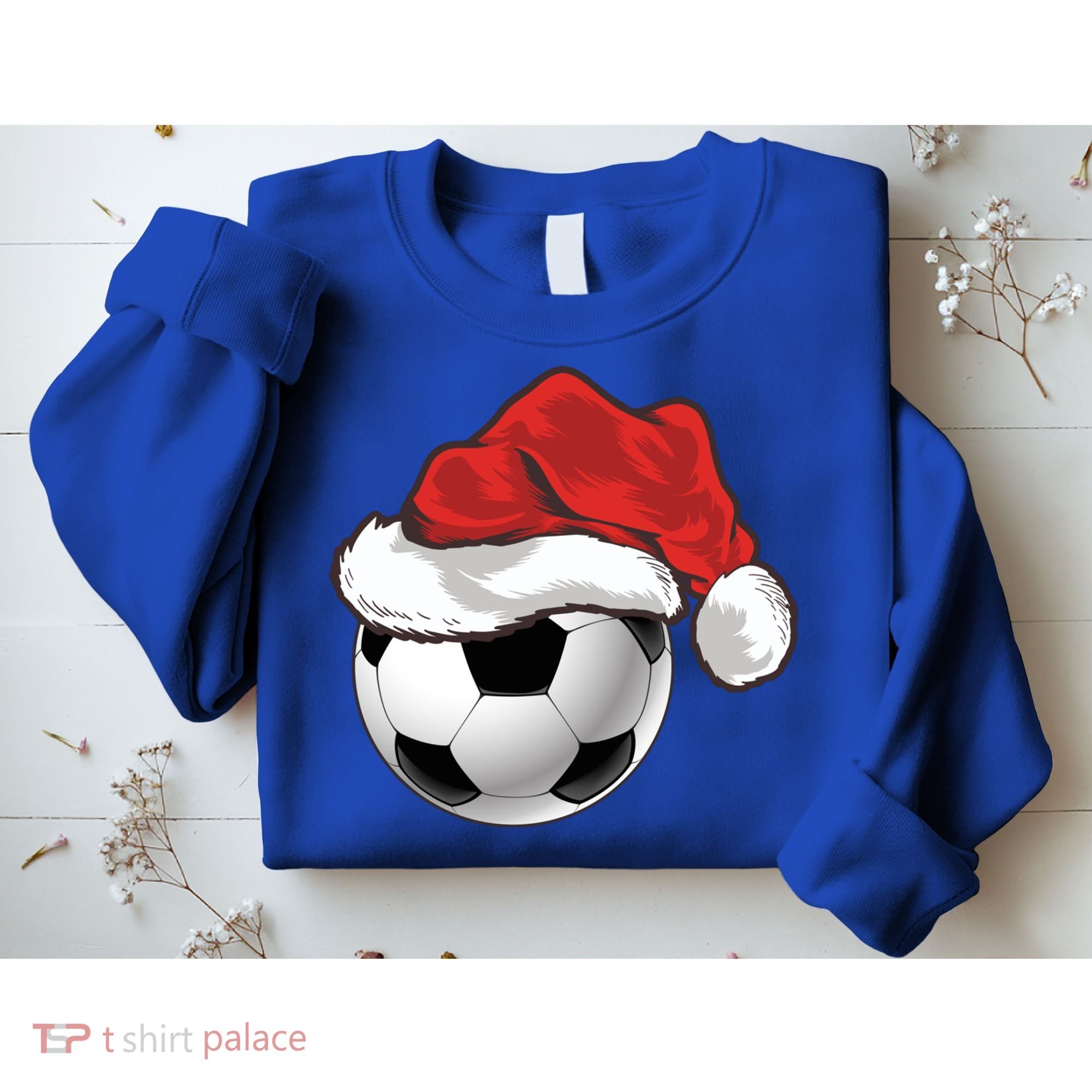 Football Player Xmas Gift Santa Hat Soccer Ball Christmas Gift Sweatshirt