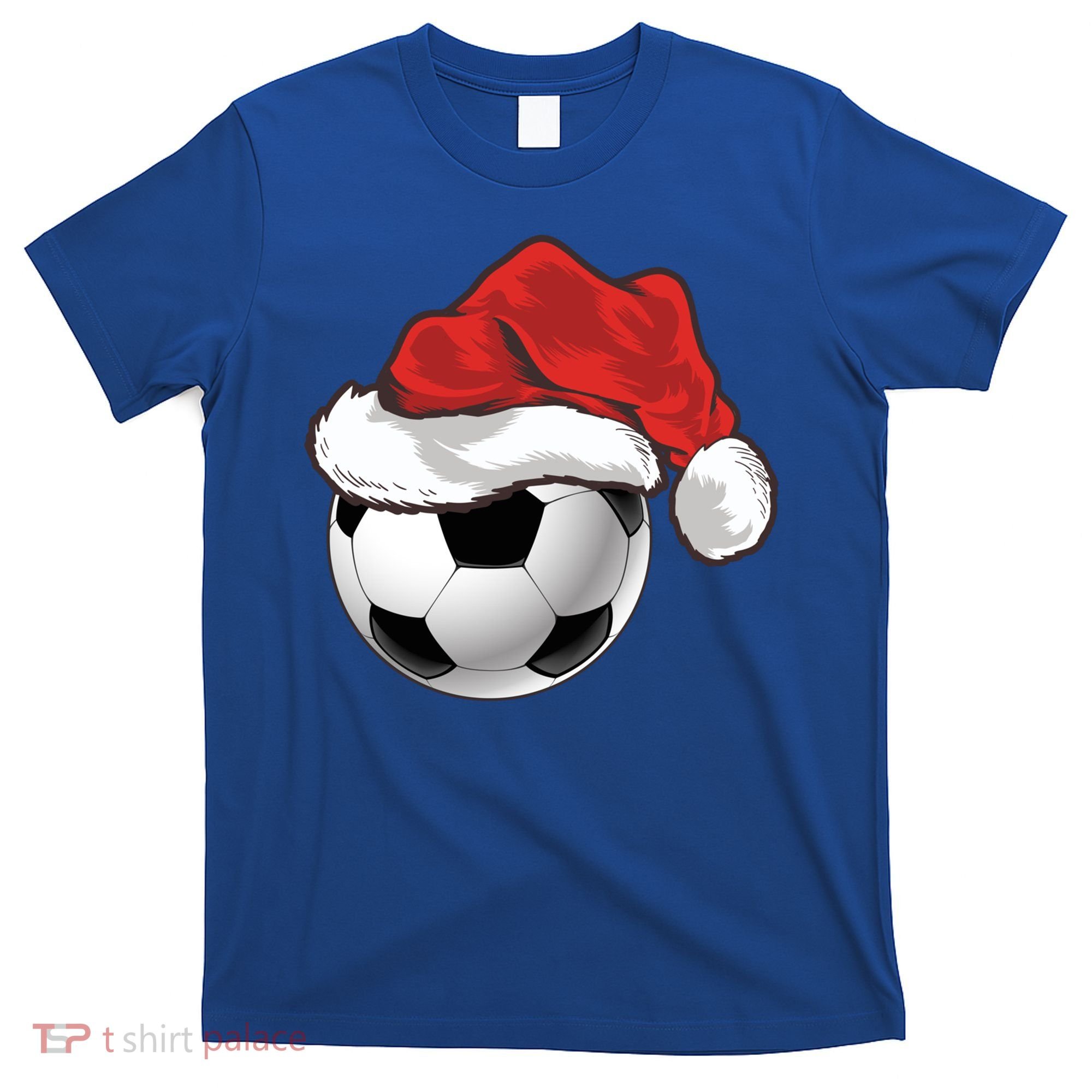 Football Player Xmas Gift Santa Hat Soccer Ball Christmas Gift T-Shirt