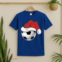 Football Player Xmas Gift Santa Hat Soccer Ball Christmas Gift T-Shirt thumb 2