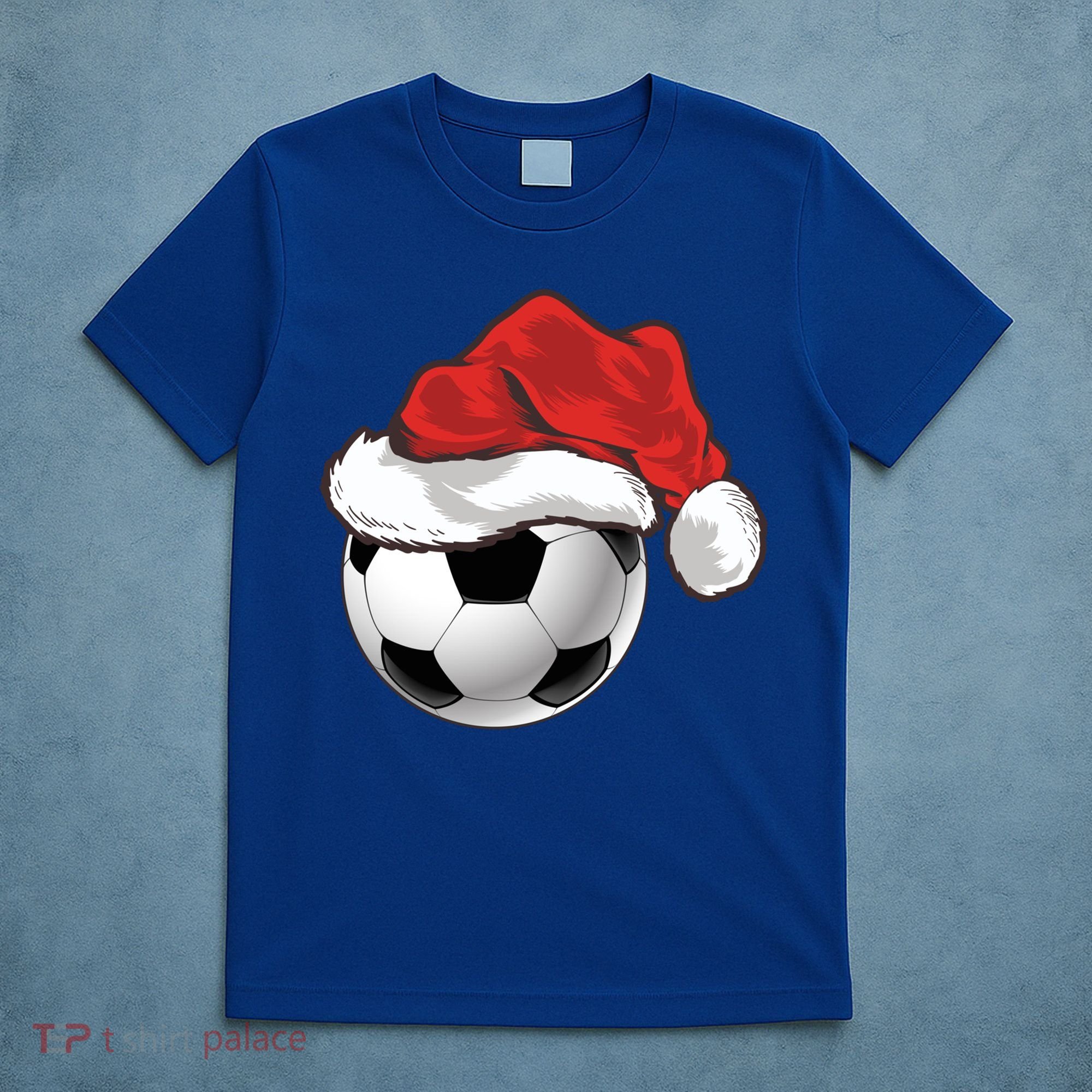 Football Player Xmas Gift Santa Hat Soccer Ball Christmas Gift T-Shirt
