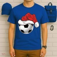 Football Player Xmas Gift Santa Hat Soccer Ball Christmas Gift T-Shirt thumb 6