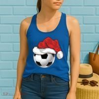 Football Player Xmas Gift Santa Hat Soccer Ball Christmas Gift Women's Tank Top thumb 2