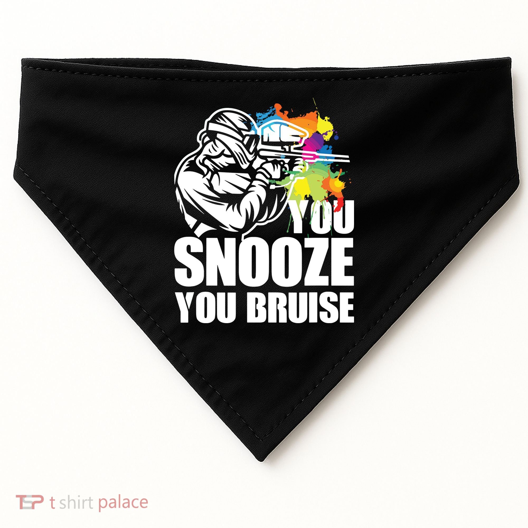 Funny Paintball You Snooze You Bruise USA-Made Doggie Bandana