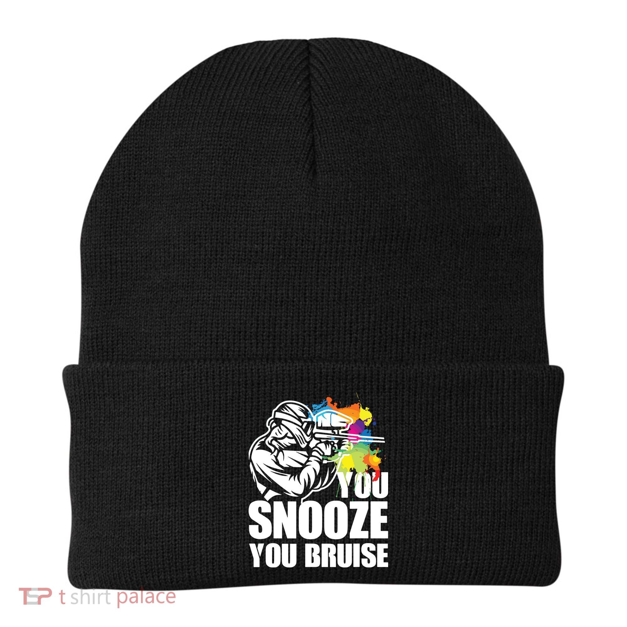 Funny Paintball You Snooze You Bruise Beanie