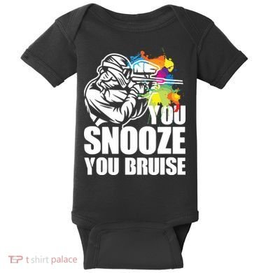Funny Paintball You Snooze You Bruise Baby Bodysuit