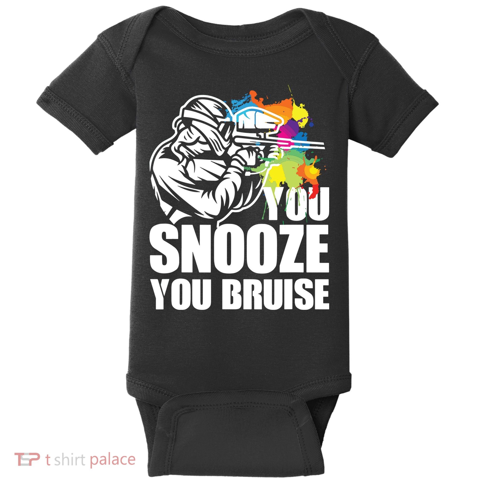 Funny Paintball You Snooze You Bruise Baby Bodysuit