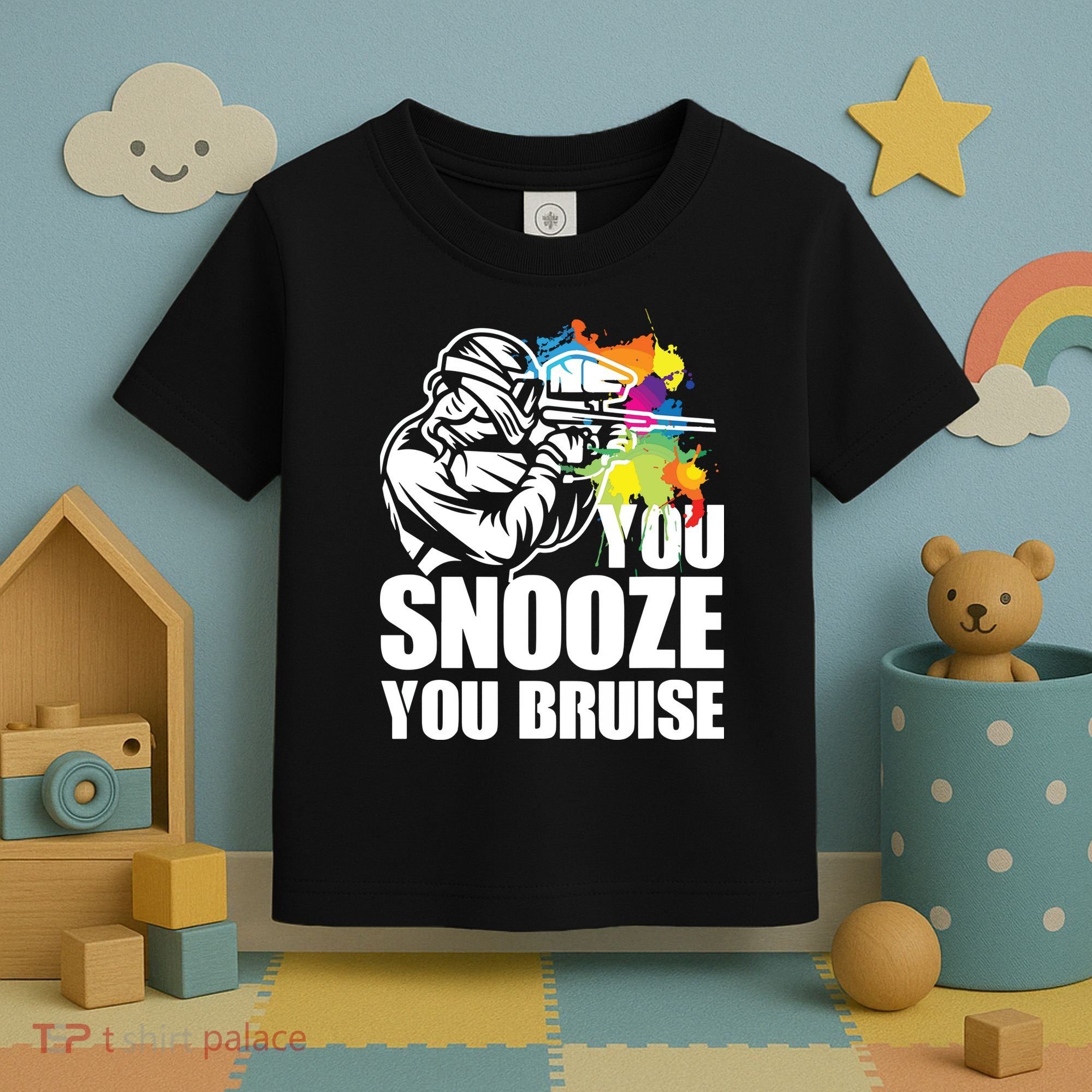 Funny Paintball You Snooze You Bruise Toddler T-Shirt