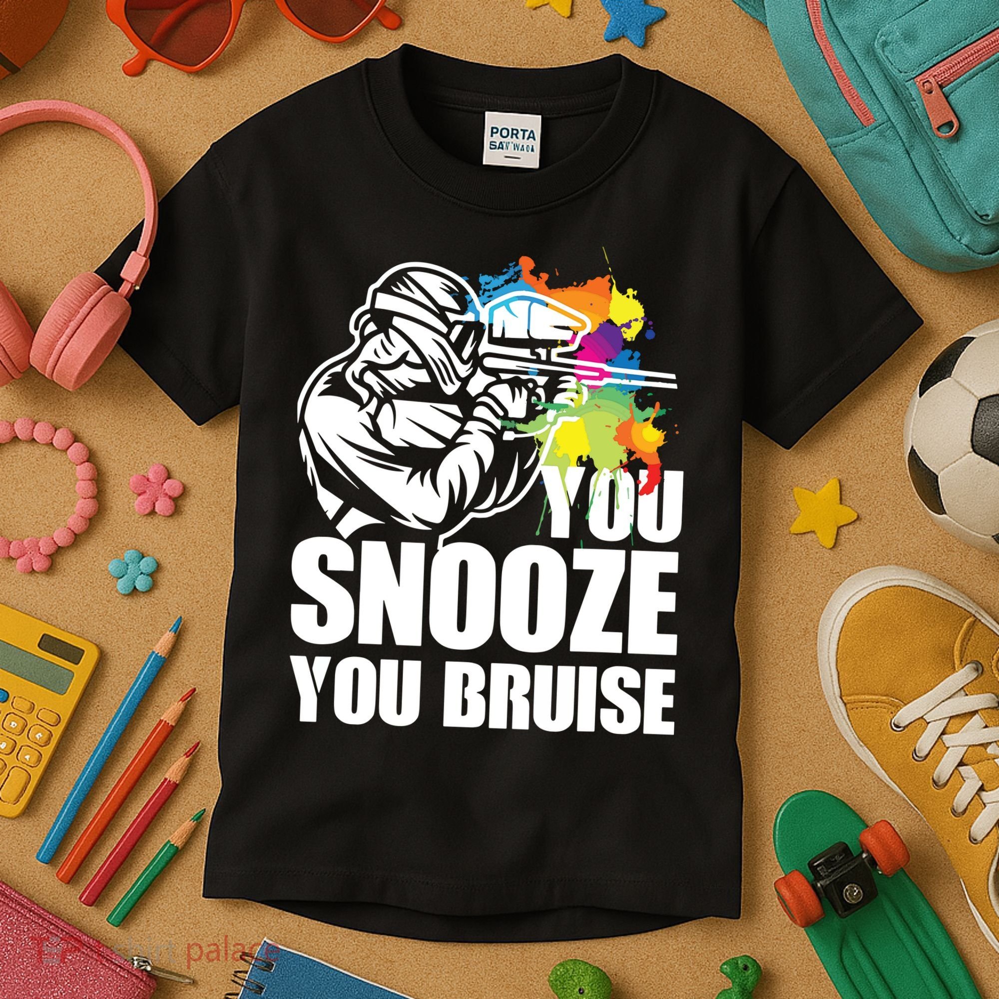 Funny Paintball You Snooze You Bruise Kids T-Shirt