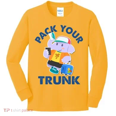 Funny Pack Your Trunk Elephant Kids Long Sleeve Shirt