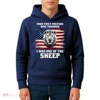 Freedom Patriot Your First Mistake Was Thinking I Was One Of The Sheep Kids Hoodie thumb 4
