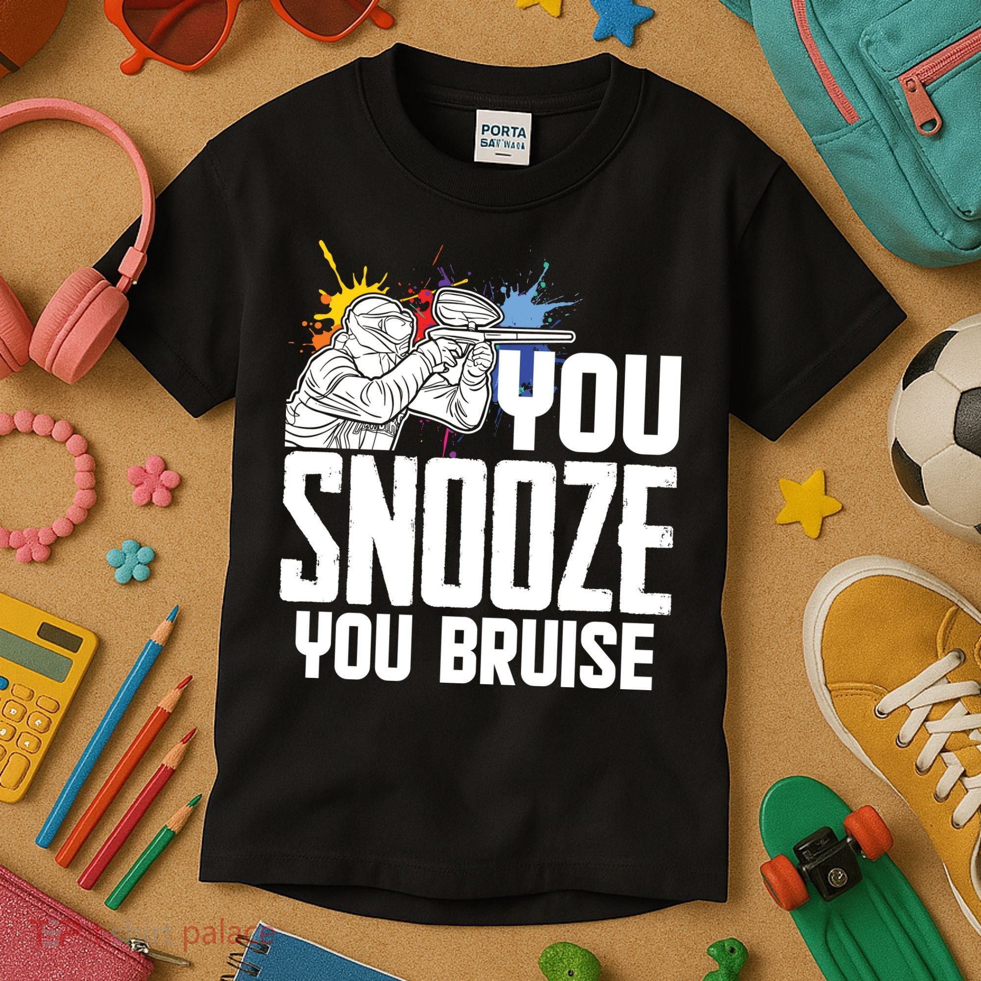 Funny Paintball You Snooze You Bruise Kids T-Shirt