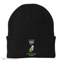 Funny Quaker Biting Quaker Parrot Joke Monk Parrot Beanie thumb 0
