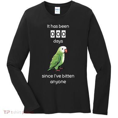 Funny Quaker Biting Quaker Parrot Joke Monk Parrot Women's Long Sleeve Shirt