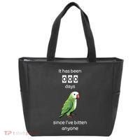 Funny Quaker Biting Quaker Parrot Joke Monk Parrot Tote Bag thumb 0