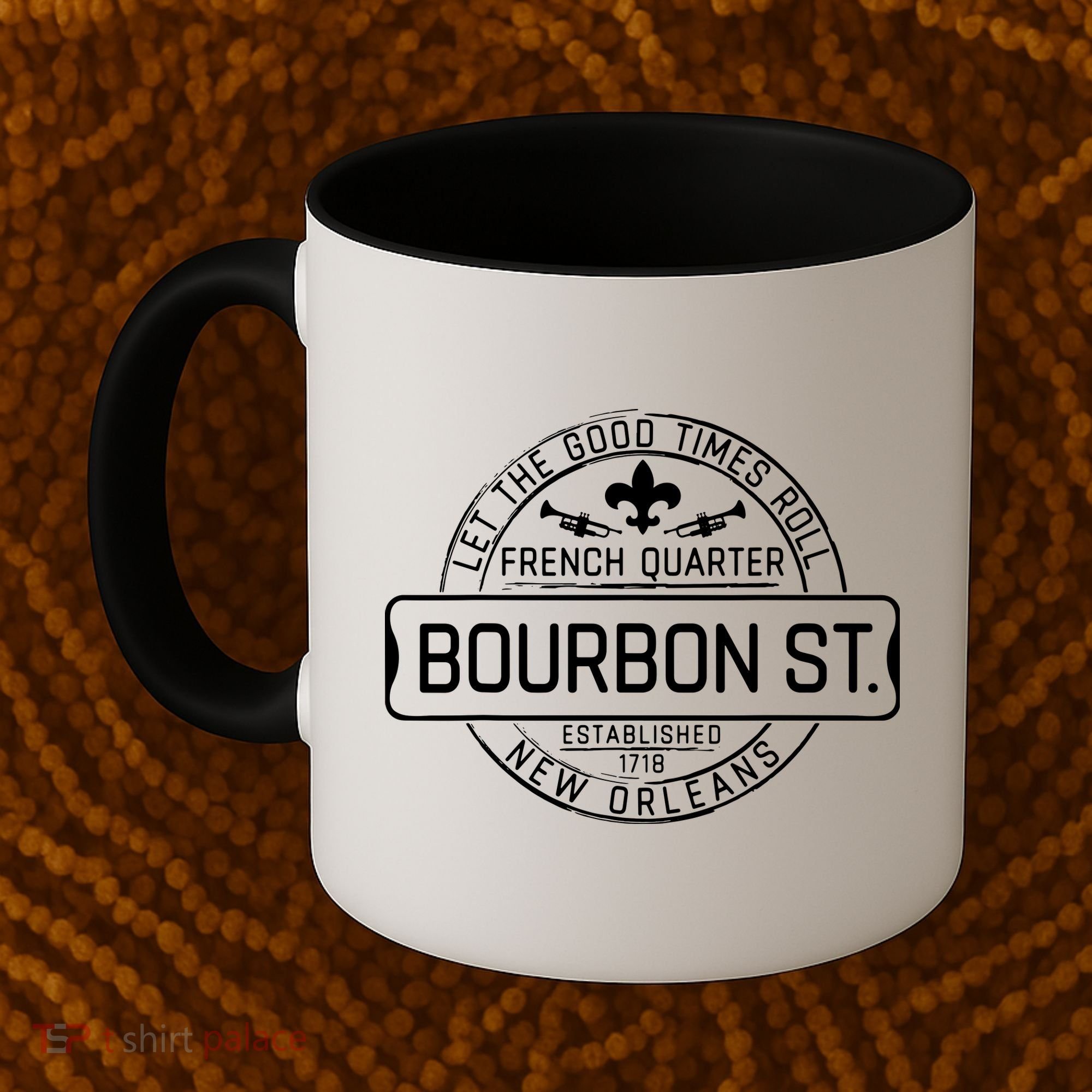 French Quarter Bourbon St New Orleans Fleur De Lis Souvenir Coffee Mug