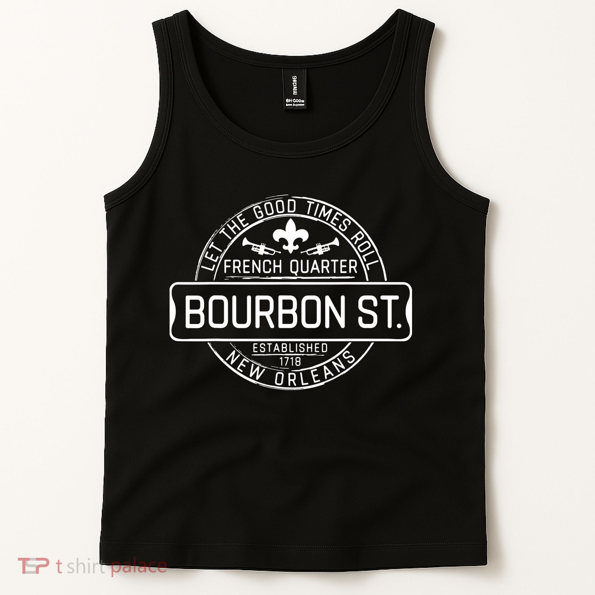 French Quarter Bourbon St New Orleans Fleur De Lis Souvenir Tank Top