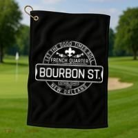 French Quarter Bourbon St New Orleans Fleur De Lis Souvenir Golf Towel thumb 1
