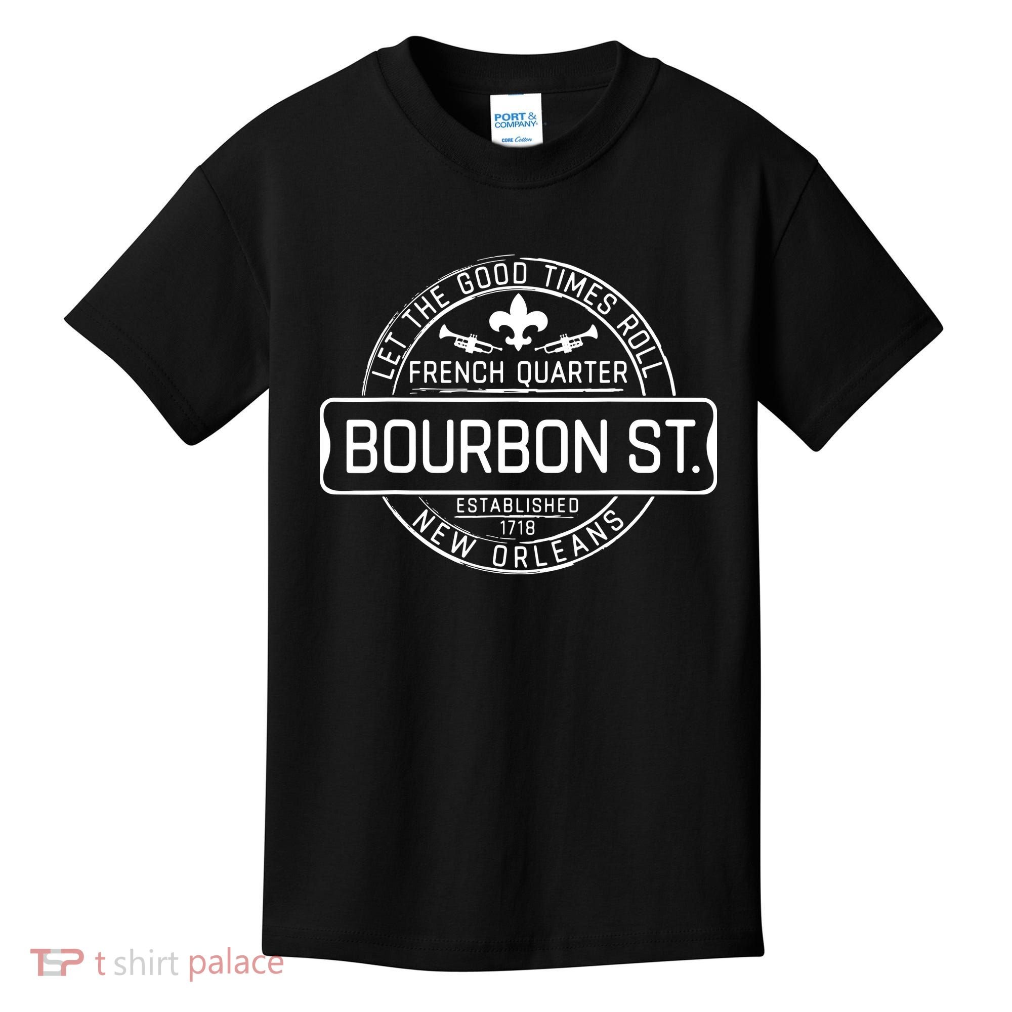 French Quarter Bourbon St New Orleans Fleur De Lis Souvenir Kids T-Shirt